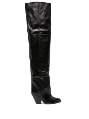 ISABEL MARANT 88mm pointed-toe leather knee boots - Black