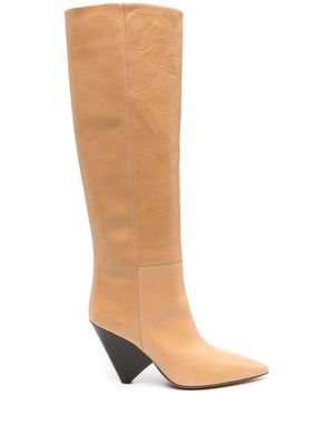 ISABEL MARANT 90mm knee-high leather boots - Neutrals