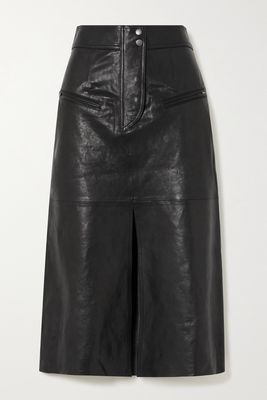 Isabel Marant - Abacate Leather Midi Skirt - Black