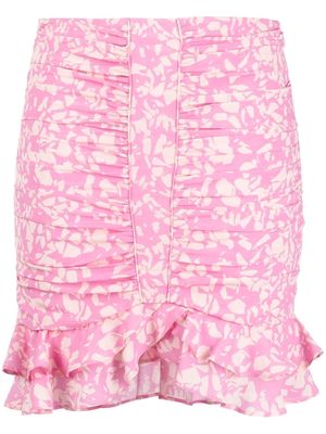 Isabel Marant abstract-print ruffled miniskirt - Pink