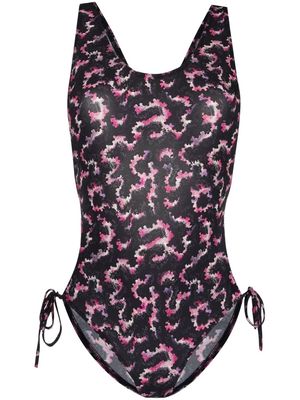 Isabel Marant abstract-print swimsuit - Black