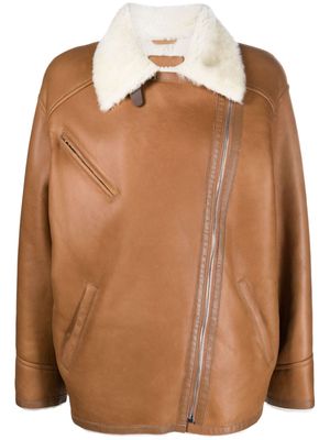 ISABEL MARANT Adelina leather biker jacket - Brown