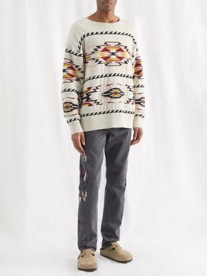 Isabel Marant - Amilton Geometric-jacquard Sweater - Mens - Cream Multi
