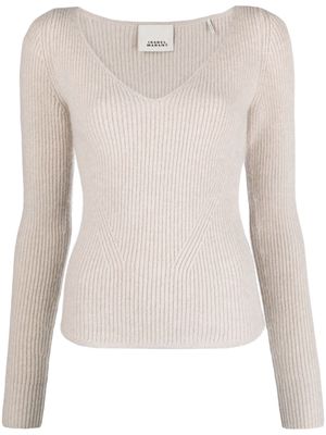 ISABEL MARANT Bricelia ribbed V-neck jumper - Neutrals