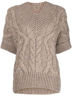 Isabel Marant cable-knit short-sleeved top - Brown