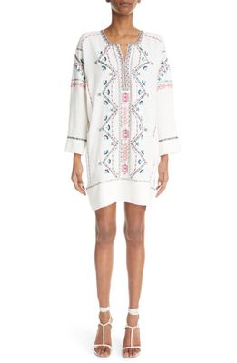 Isabel Marant Chemsi Embroidered Cotton Tunic Dress in Ecru