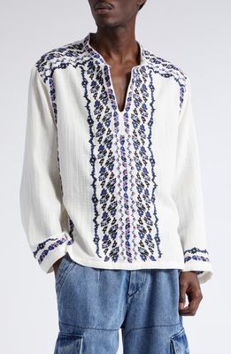 Isabel Marant Cikariah Embroidered Cotton Top in Ecru