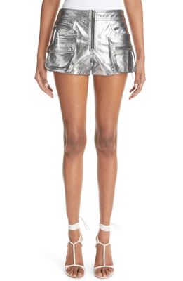 Isabel Marant Coria Metallic Suede Shorts in Silver