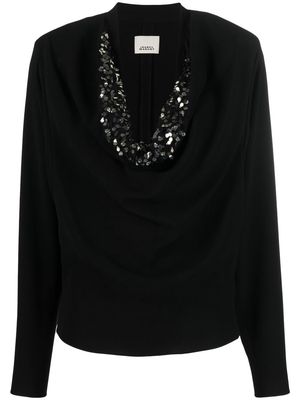 Isabel Marant cowl-neck long-sleeve blouse - Black