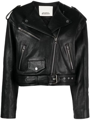 ISABEL MARANT cropped leather jacket - Black