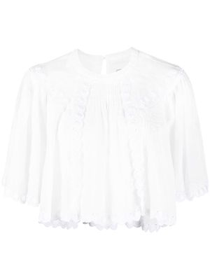 ISABEL MARANT cropped pleated blouse - White
