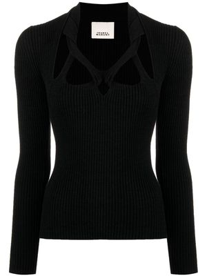 ISABEL MARANT cut-out rib-knit top - Black