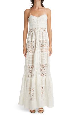 Isabel Marant Drake Floral Eyelet Cotton & Silk Maxi Dress in White