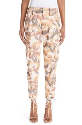 Isabel Marant Elodie Camo Print Cotton Cargo Pants in Camel