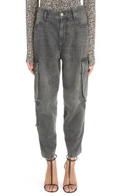 Isabel Marant Elore Nonstretch Denim Cargo Jeans in Faded Black