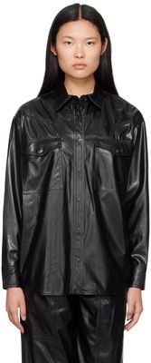 Isabel Marant Etoile Black Berny Faux-Leather Shirt
