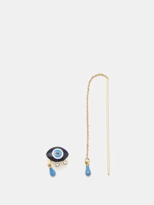 Isabel Marant - Evil Eye Mismatched Earrings - Womens - Blue Gold