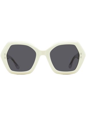 Isabel Marant Eyewear logo-print geometric-frame sunglasses - White