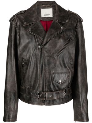 ISABEL MARANT faded-effect leather jacket - Black