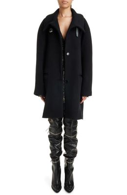 Isabel Marant Fares Wool Blend Funnel Neck Coat in Black