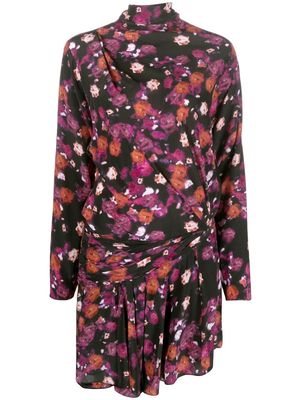 Isabel Marant Fergie floral-print draped silk dress - Black