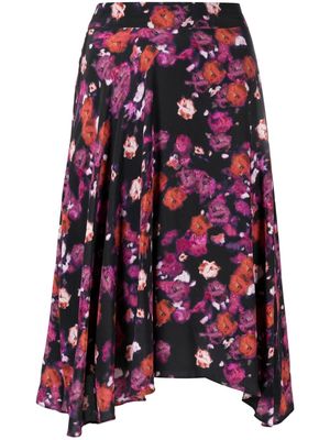 Isabel Marant floral-print asymmetric-hem skirt - Black