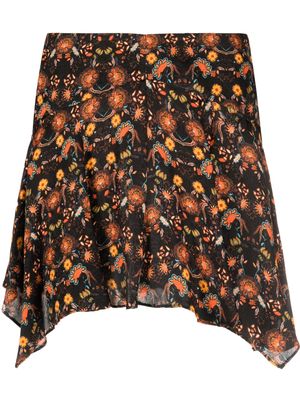 ISABEL MARANT floral-print asymmetric skirt - Black