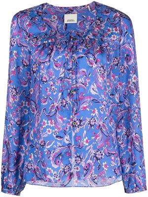 ISABEL MARANT floral-print round-neck blouse - Blue