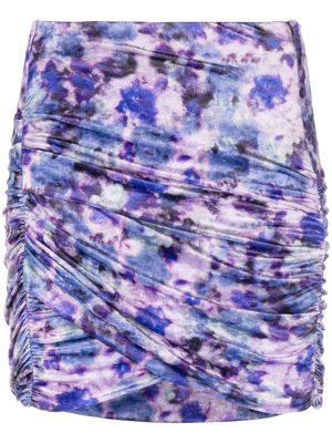 Isabel Marant floral-print ruched mini skirt - Purple