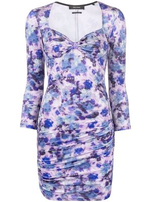 Isabel Marant floral-print ruched minidress - Purple