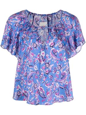 ISABEL MARANT floral-print short-sleeve blouse - Blue