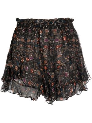 ISABEL MARANT floral-print silk shorts - Black