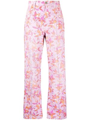 Isabel Marant floral-print straight-leg trousers - Pink