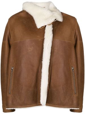ISABEL MARANT fur-lining leather jacket - Brown