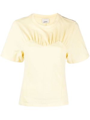 ISABEL MARANT gathered-detail organic cotton T-shirt - Yellow