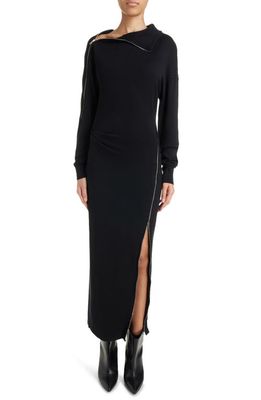 Isabel Marant Gemmy Drape Collar Long Sleeve Dress in Black