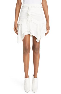 Isabel Marant Geneva Shirred Ruffle Skirt in White