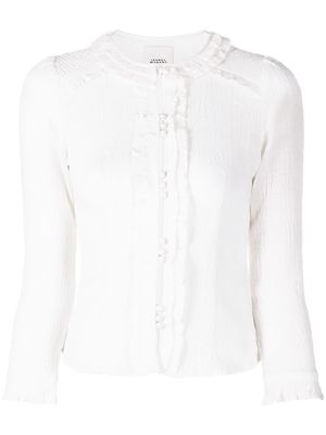 ISABEL MARANT Georgia ruffled semi-sheer blouse - White