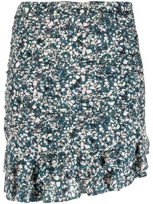 ISABEL MARANT graphic-print ruffled miniskirt - Blue