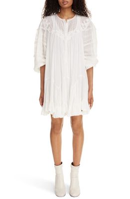 Isabel Marant Gyliane Long Sleeve Lace Cotton & Silk Dress in White