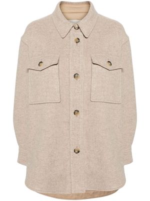 ISABEL MARANT Harveli button-up brushed coat - Neutrals