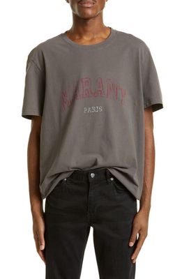 Isabel Marant Honore Cotton Logo Graphic Tee in Faded Black 02Fk