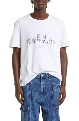 Isabel Marant Honore Cotton Logo Graphic Tee in White 20Wh