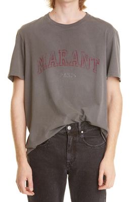Isabel Marant Honore Logo Graphic Tee in Faded Black