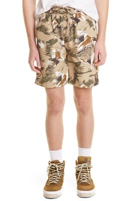 Isabel Marant Hydra Abstract Camo Swim Trunks in Beige