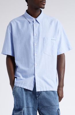 Isabel Marant Iggy Oversize Short Sleeve Button-Up Shirt in Faded Blue