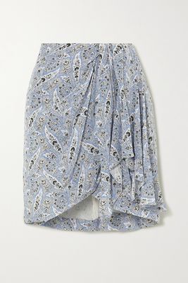 Isabel Marant - Ixori Draped Paisley-print Silk Crepe De Chine Mini Skirt - Blue