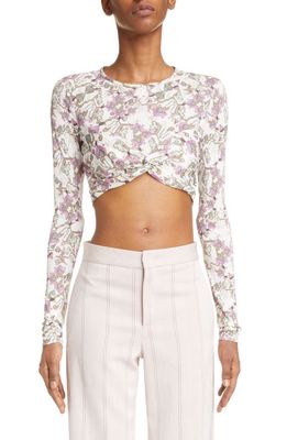 Isabel Marant Jinea Abstract Print Woven Crop Top in White