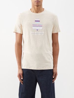 Isabel Marant - Karman Linen-jersey T-shirt - Mens - Beige Multi