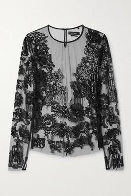 Isabel Marant - Kimmy Sequin-embellished Mesh Top - Black
